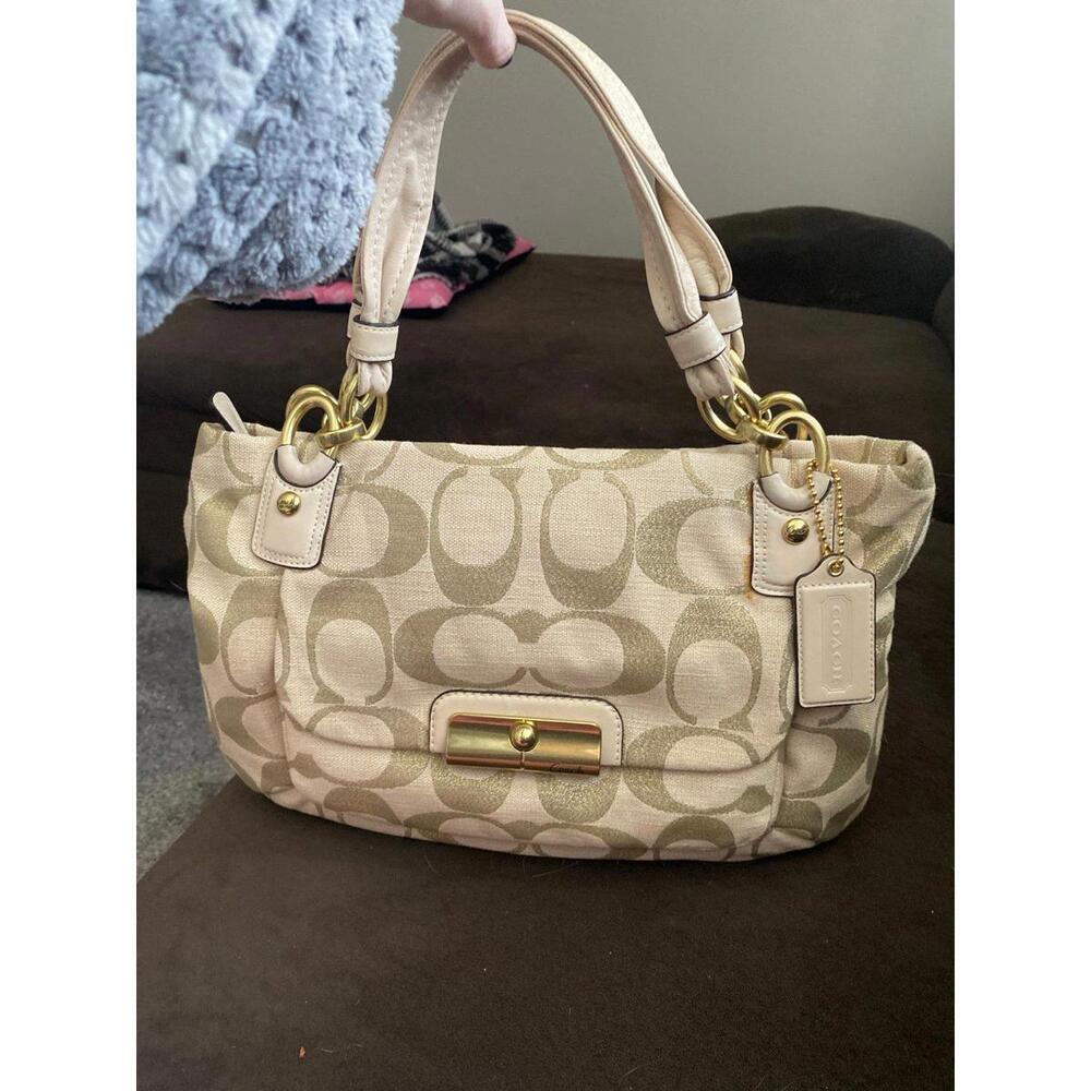 Coach shoulder bag Gold  and beige